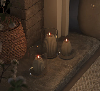 Deluxe Home LED Ribbelkaarsen D 7,5 x H 10 cm Zand