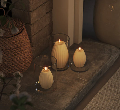 Deluxe Home LED Ribbelkaarsen D 7,5 x H 10 cm Creme