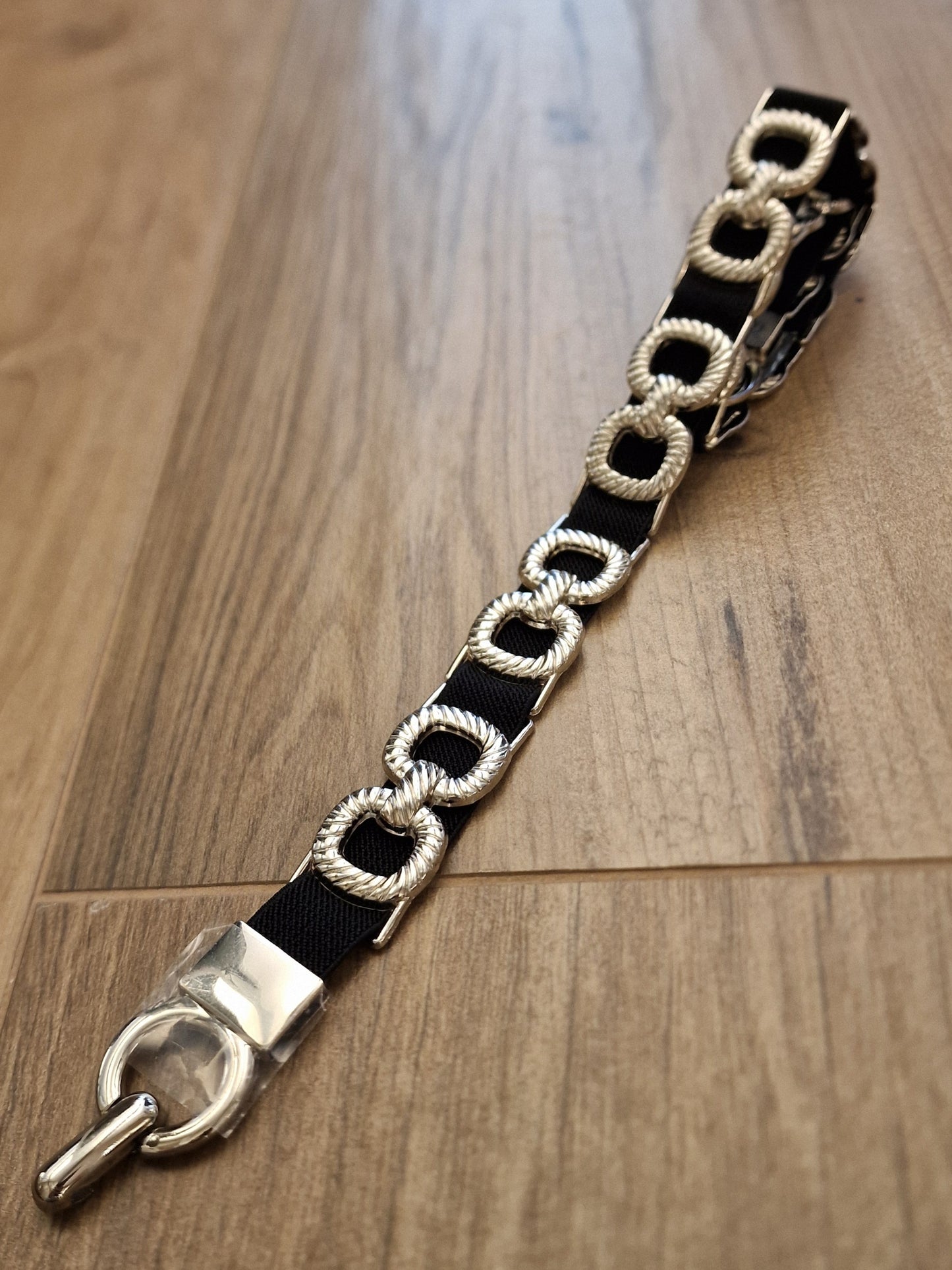 Elastische riem- Zwart/ zilver
