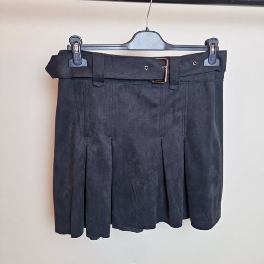 Korte suede look rok - Zwart
