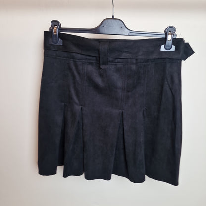 Korte suede look rok - Zwart