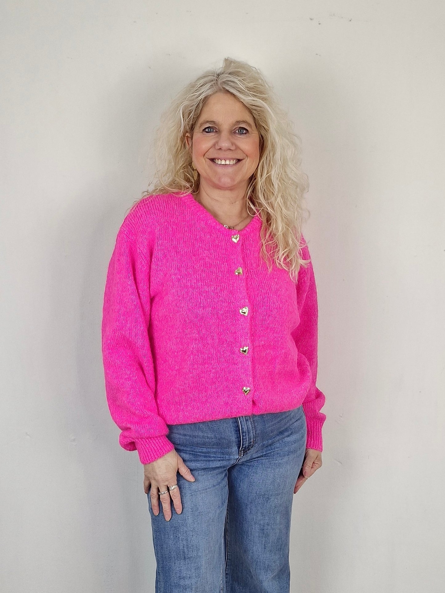 Vest Sjuul hartjesknopen - Roze
