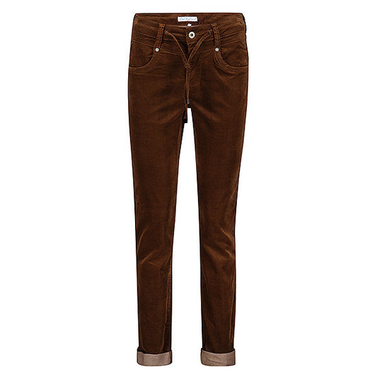 Red button velvet jog - Bruin