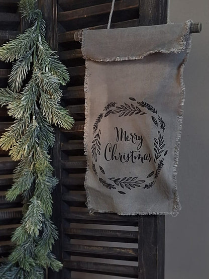 Linnen Wanddoek Merry Christmas -  32x22