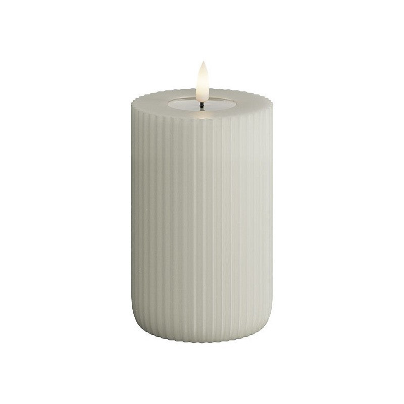 Led solid stripe stompkaars- Sand 8x12,5 cm.