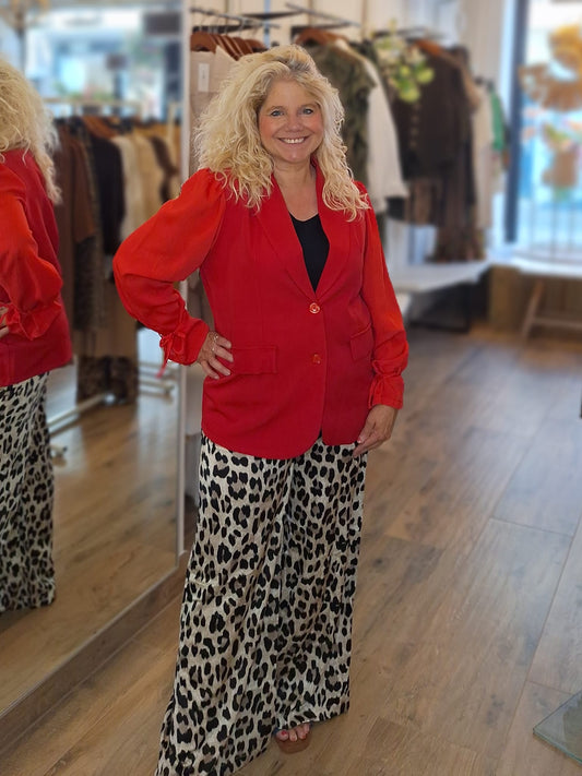 Rode met strikje onderaan mouw- Rood