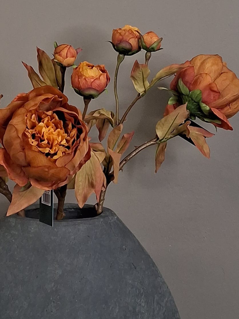 Ball peony spray 60cm - Orange