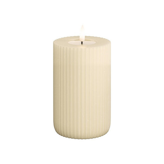 Led solid stripe stompkaars- Cream 8x12,5 cm.