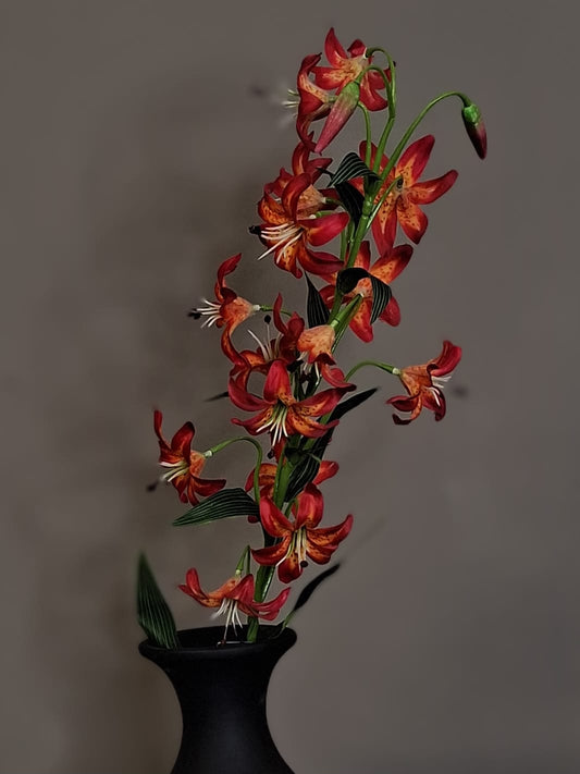 MINI LILY SPRAY W/15 FLOWER ORANGE