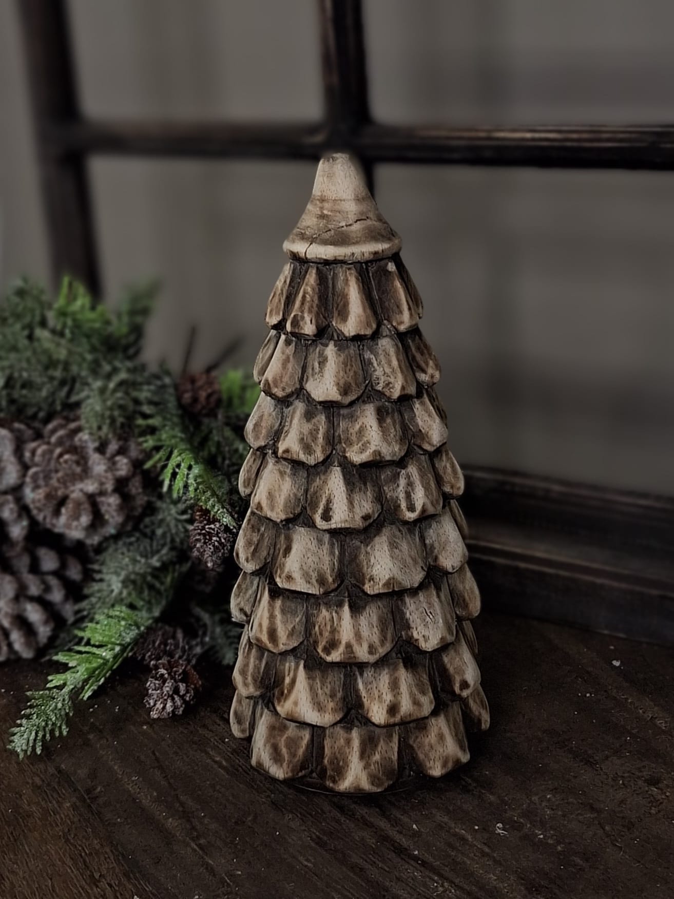 Houten dennenboom H25,5xB11 cm - Licht hout