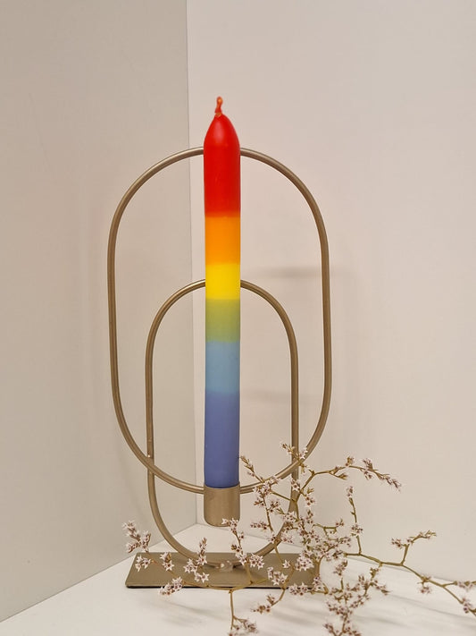 Rainbow kaars- Red/ orange/ yellow/ green/blue 25 cm.