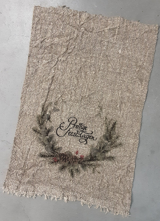 Shabby doek 30x45cm Prettige Feestdagen krans kleur