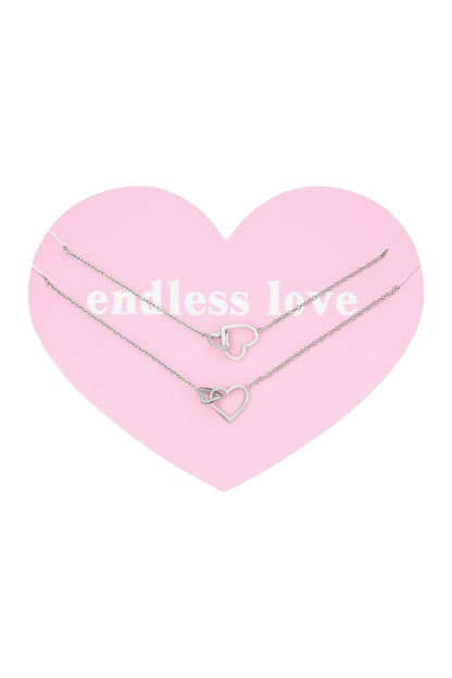 Set van 2 Ketting eternal love - Zilver kleur