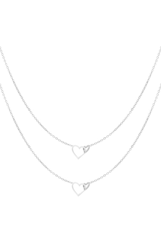 Set van 2 Ketting eternal love - Zilver kleur