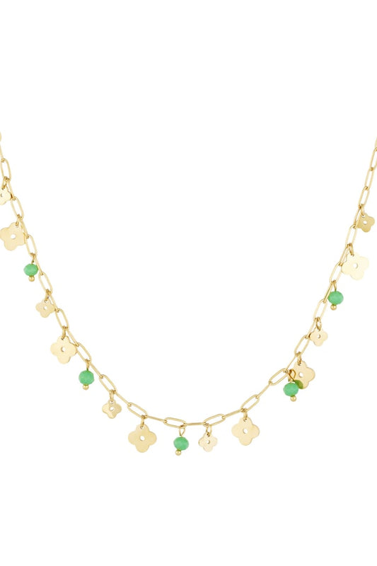 Necklace clover basic - Green gold color