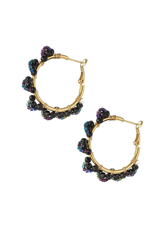 Oorbel beads party - Zwart