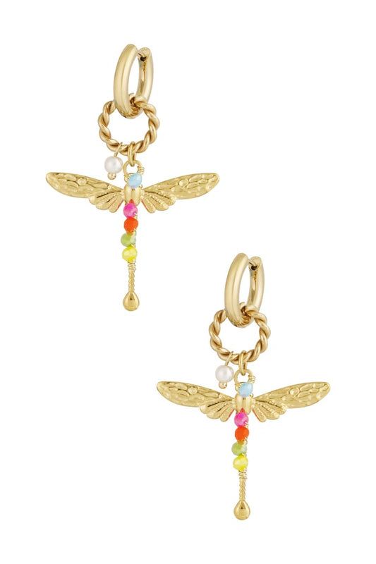 Libelle oorbellen - Goud
