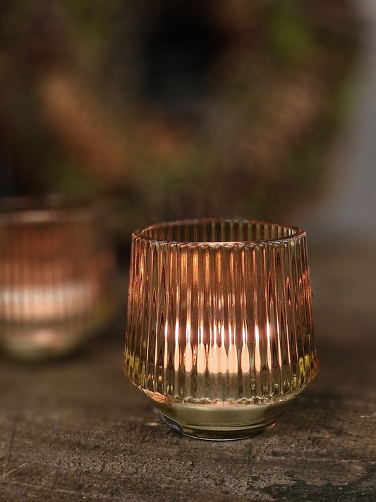 Windlicht glas 7x8 cm.- groen