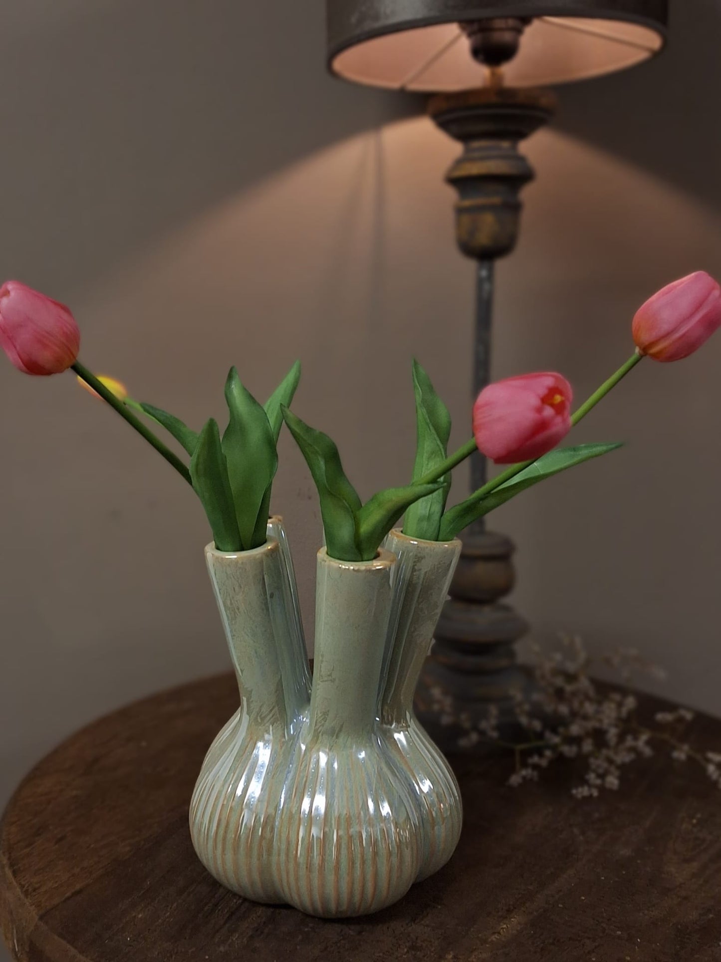 Tulpen vaas 16x19 cm.- mint groen