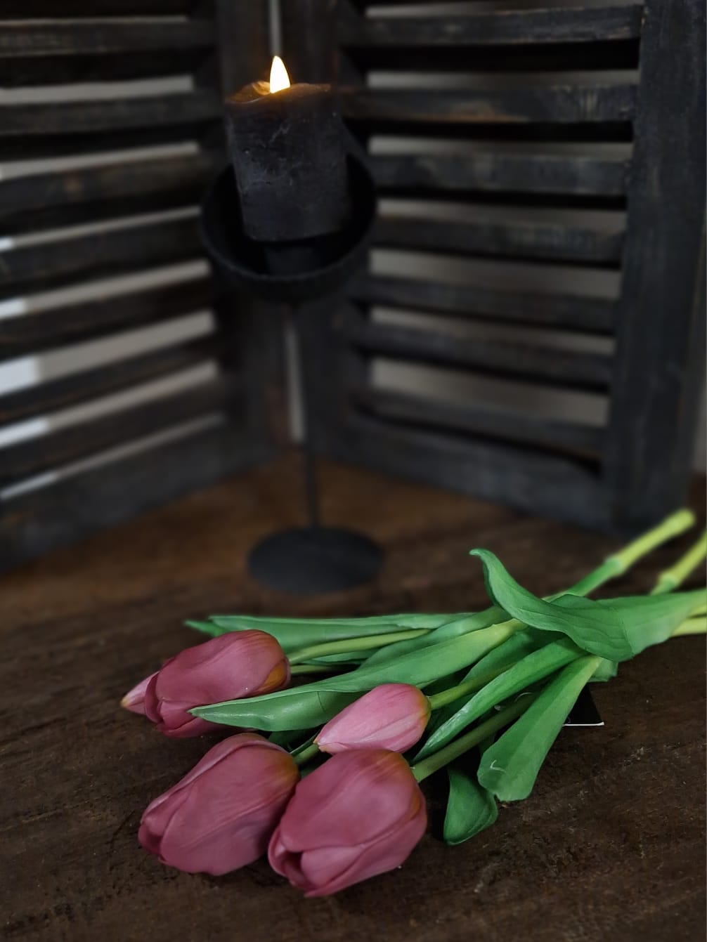 Real touch tulpen- Oud roze  43 cm.