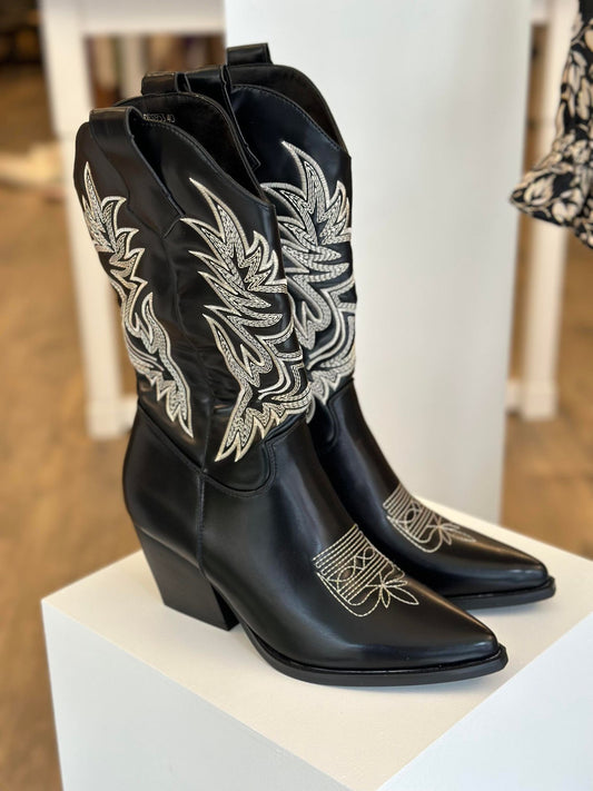 Western boots halflang Rianne - Zwart