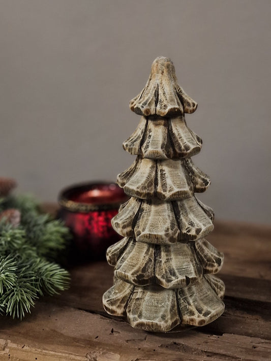 Houten kerstboom bruin- 15x9 cm.