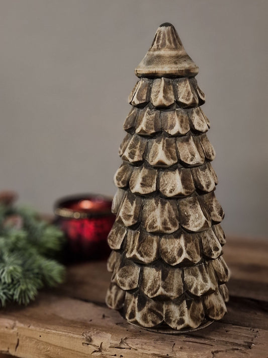 Houten kerstboom bruin- 26x10 cm.
