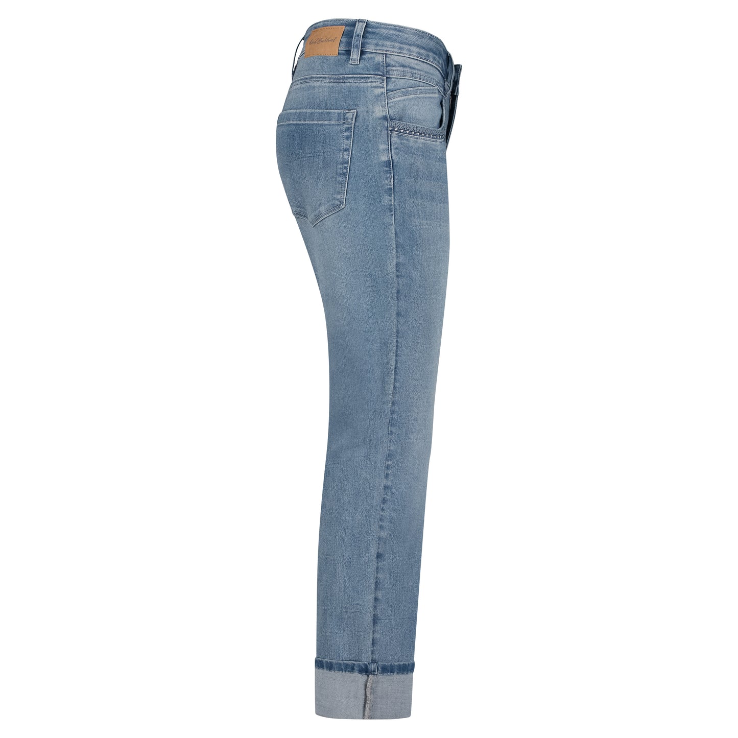 Kate Red Button denim & embroid. pockets