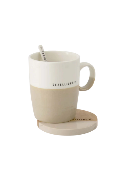 Zusss Onderzetters gezelligheid zand set van 2