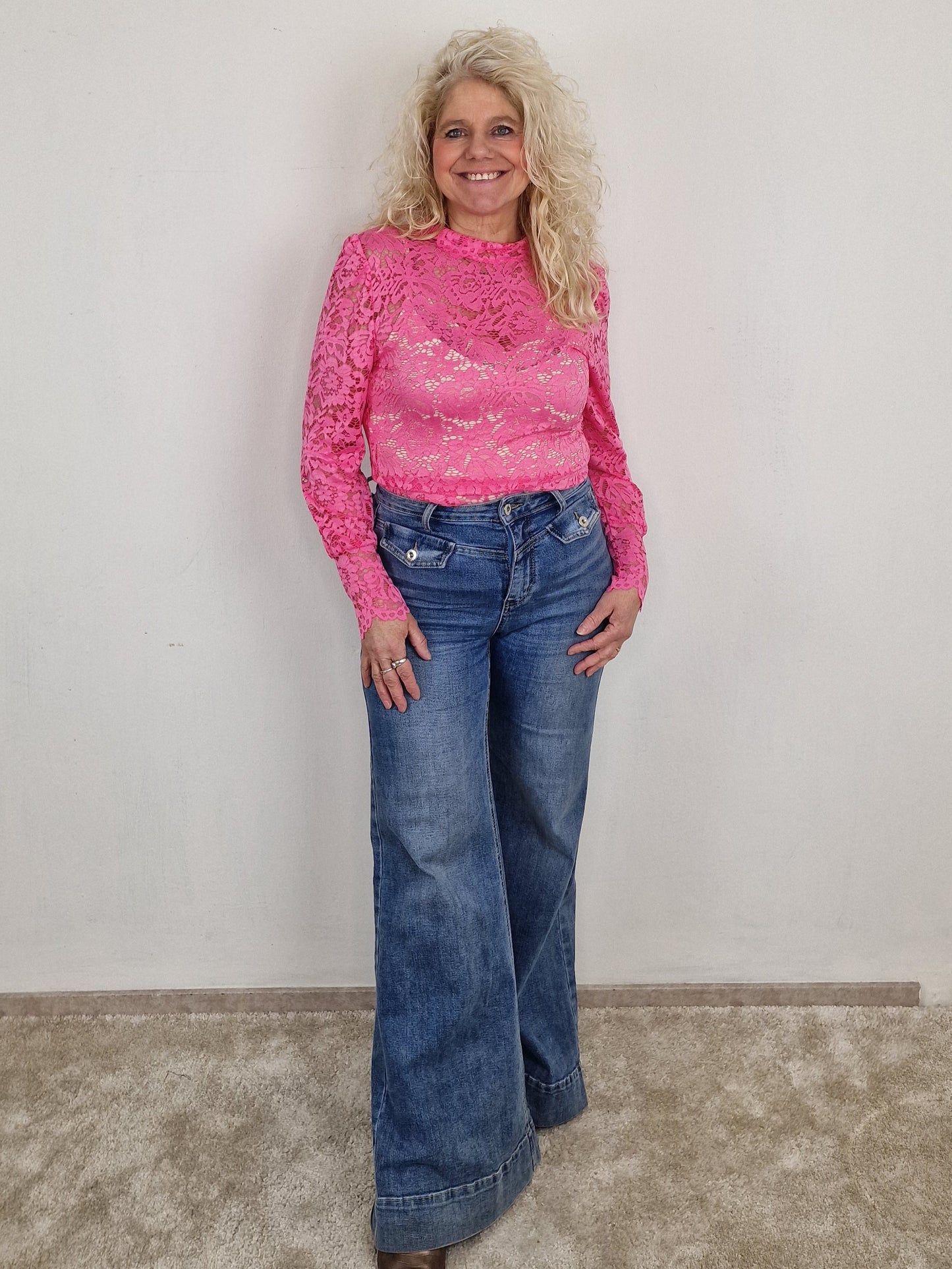 Kiki kanten top - Roze