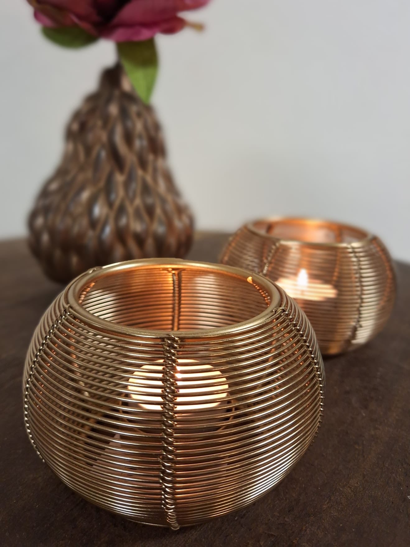 Theelichthouder 11x7  licht goud