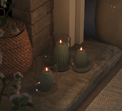 Deluxe Homeart LED Ribbelkaarsen D 10 x H 15 cm Saliegroen