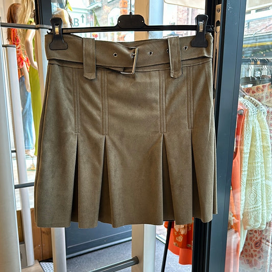 Korte suede look rok - groen