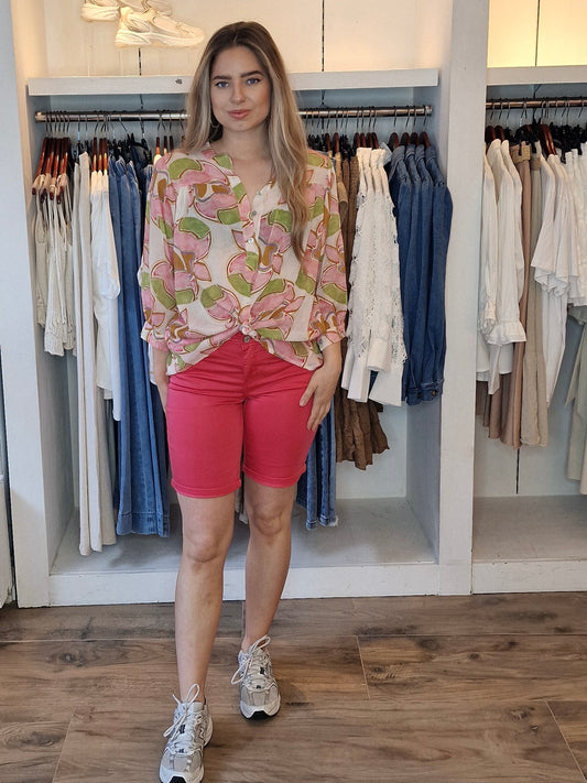 Relax short jog Red button- coral