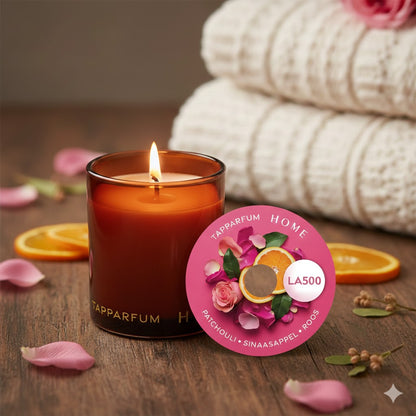 TapParfum HOME Geurkaars LA500 - Patchouli, Sinaasappel & Rozen