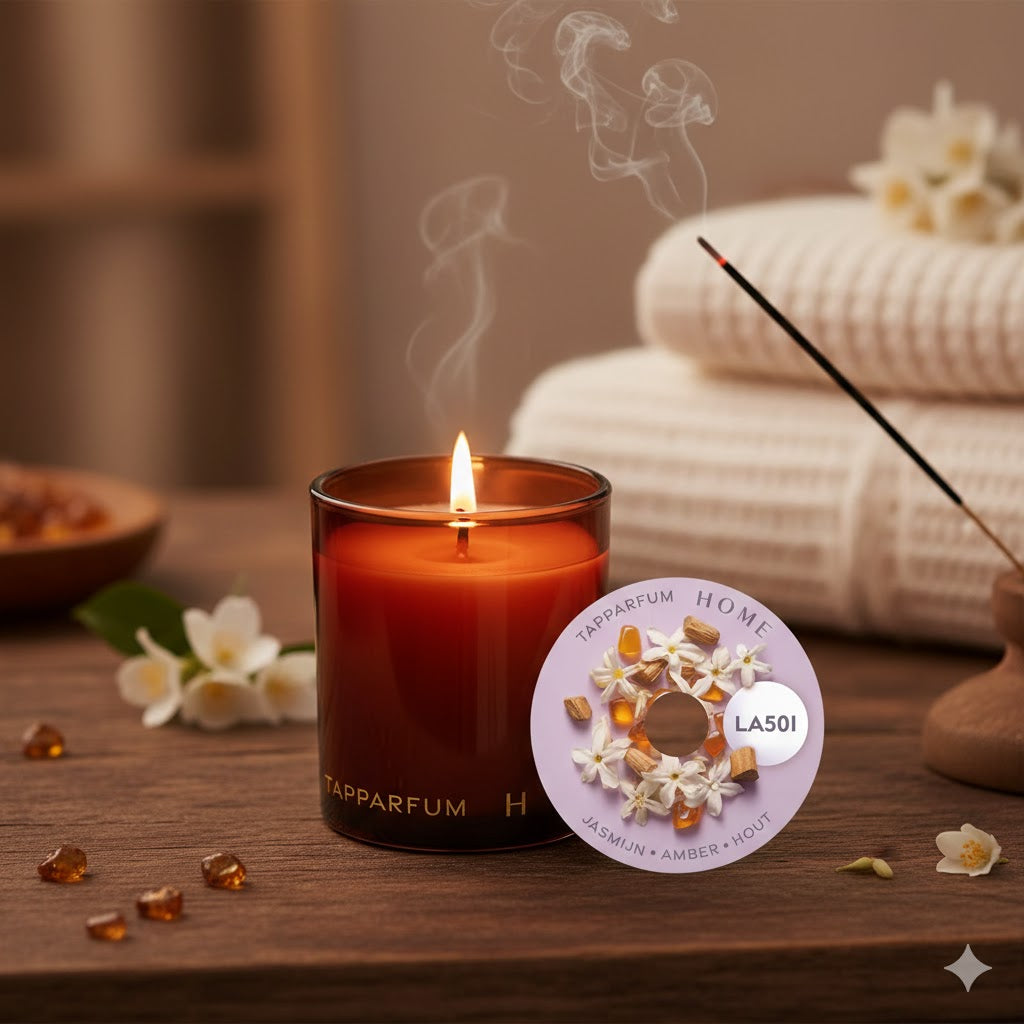 TapParfum HOME Geurkaars LA501 - Jasmijn, Amber & Hout