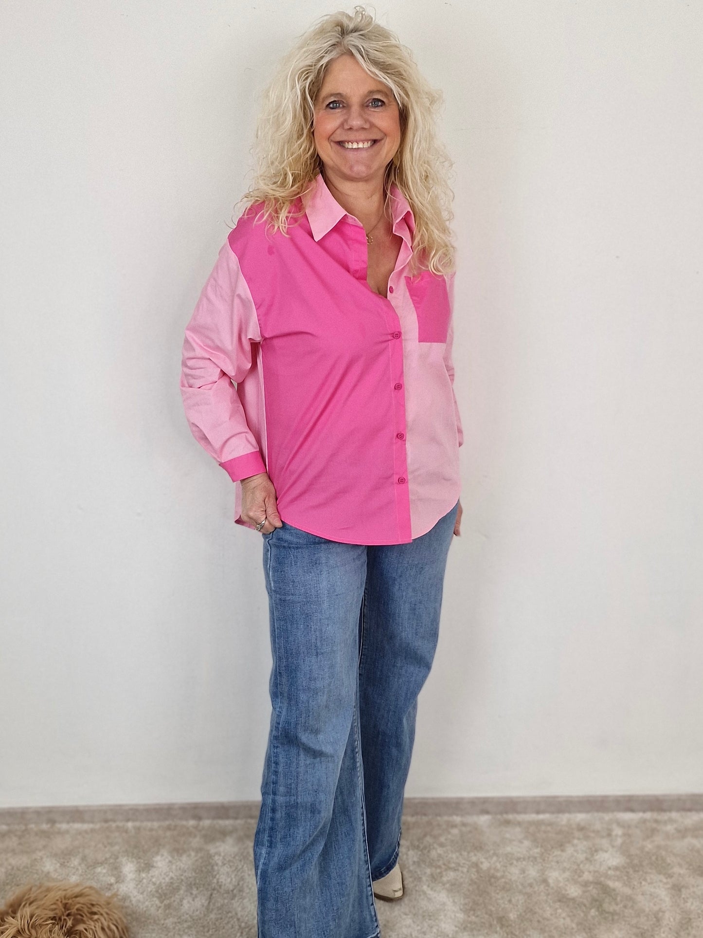 Doorknoop blouse Nadine - Roze