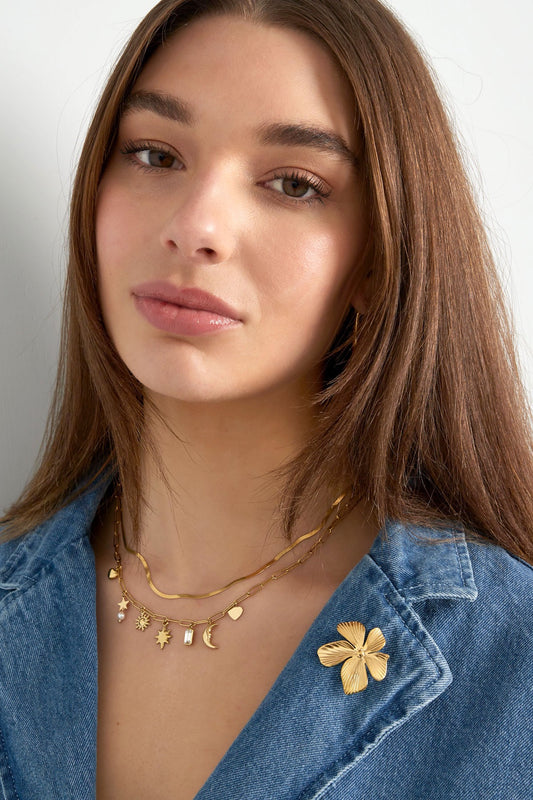 Broche flower flow - Goud kleur