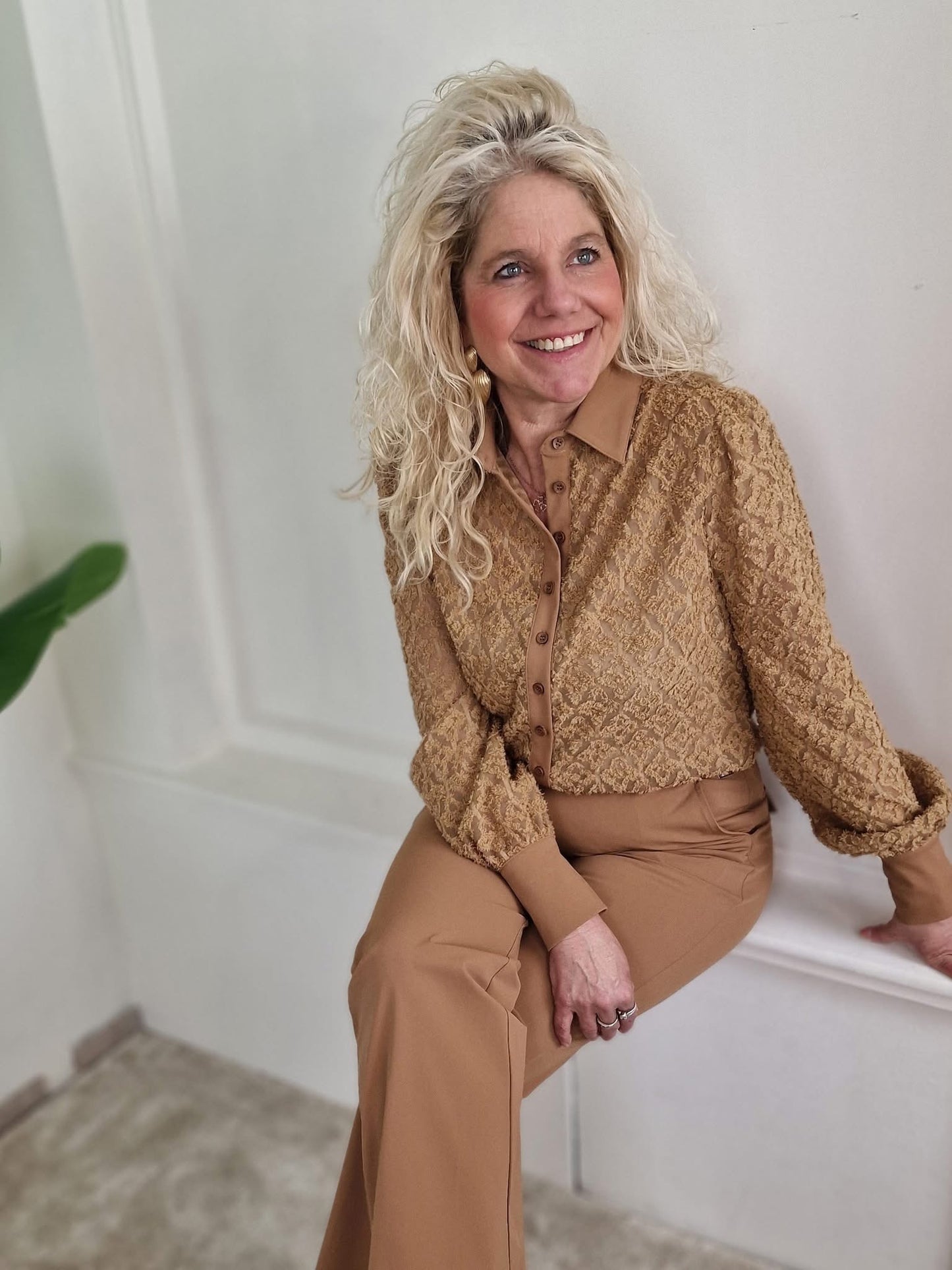 Mi Piace blouse Ausbrenner - Camel