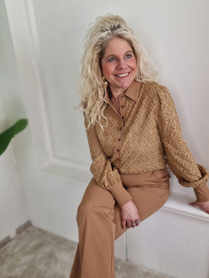 Mi Piace blouse Ausbrenner - Camel