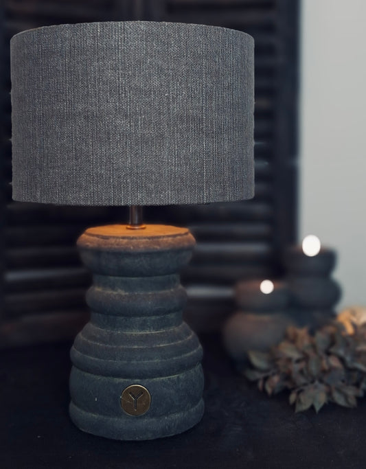Brynxz Lamp baluster Romantic Maj. Vintage 15x30 + Lampshade Cylinder Stone 25x26