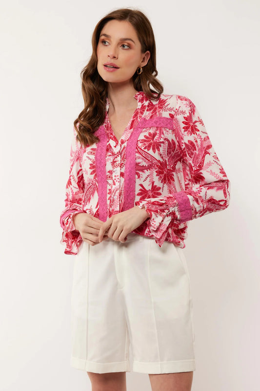 Nynke blouse- Zand/ hibiscus G-maxx
