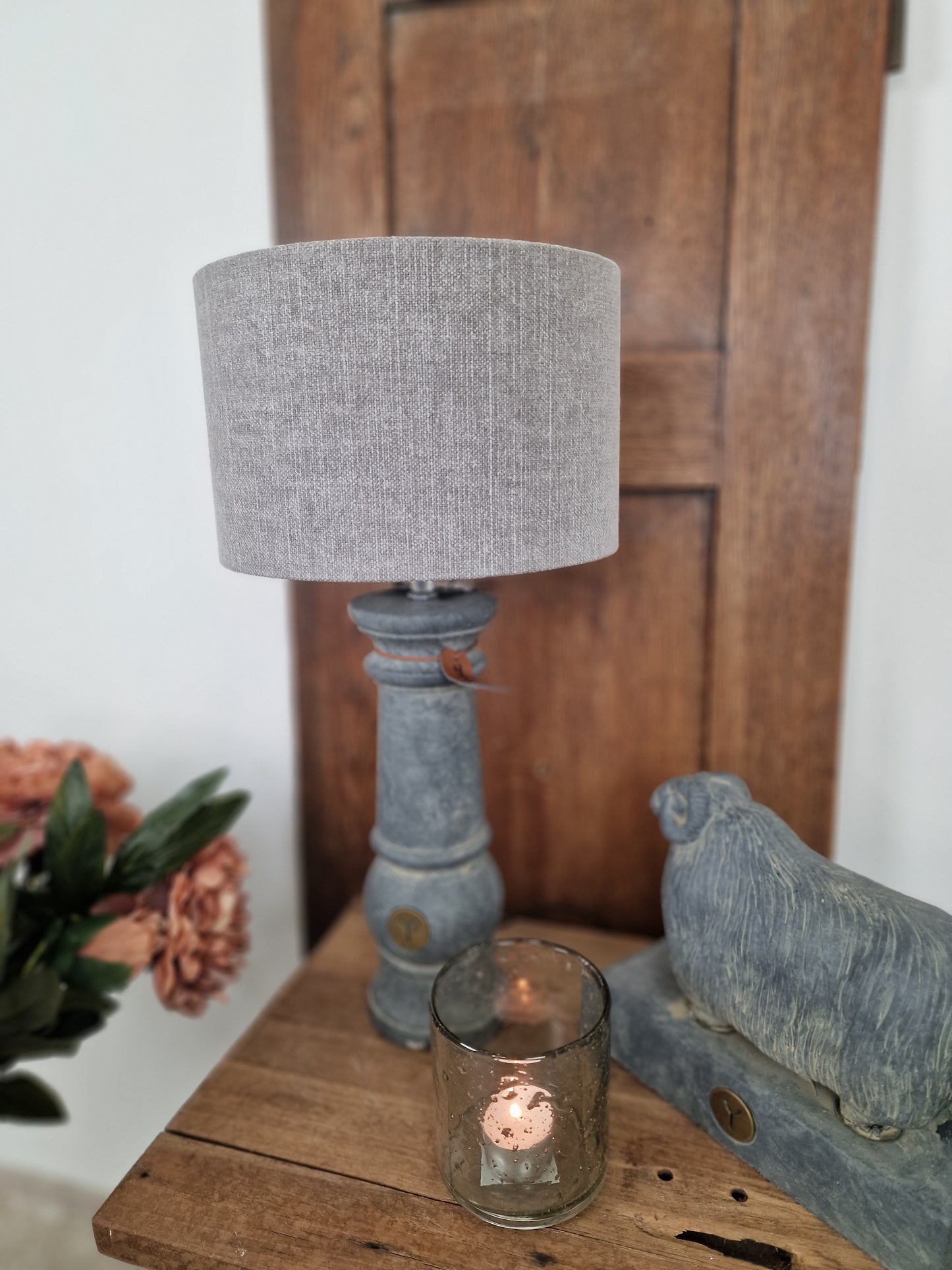 Brynxz lamp Balluster tall Majestic vintage - S10 x H39 cm. / Lampshade D25 x H26 stone