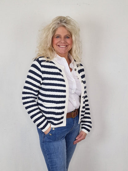Red Button Danelle vest - ecru/ navy