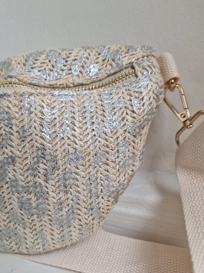 Crossbody panter - Ecru/ zilver