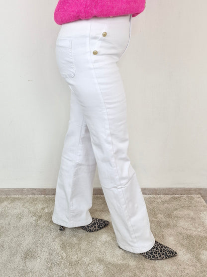 Folyrose wide leg- Wit