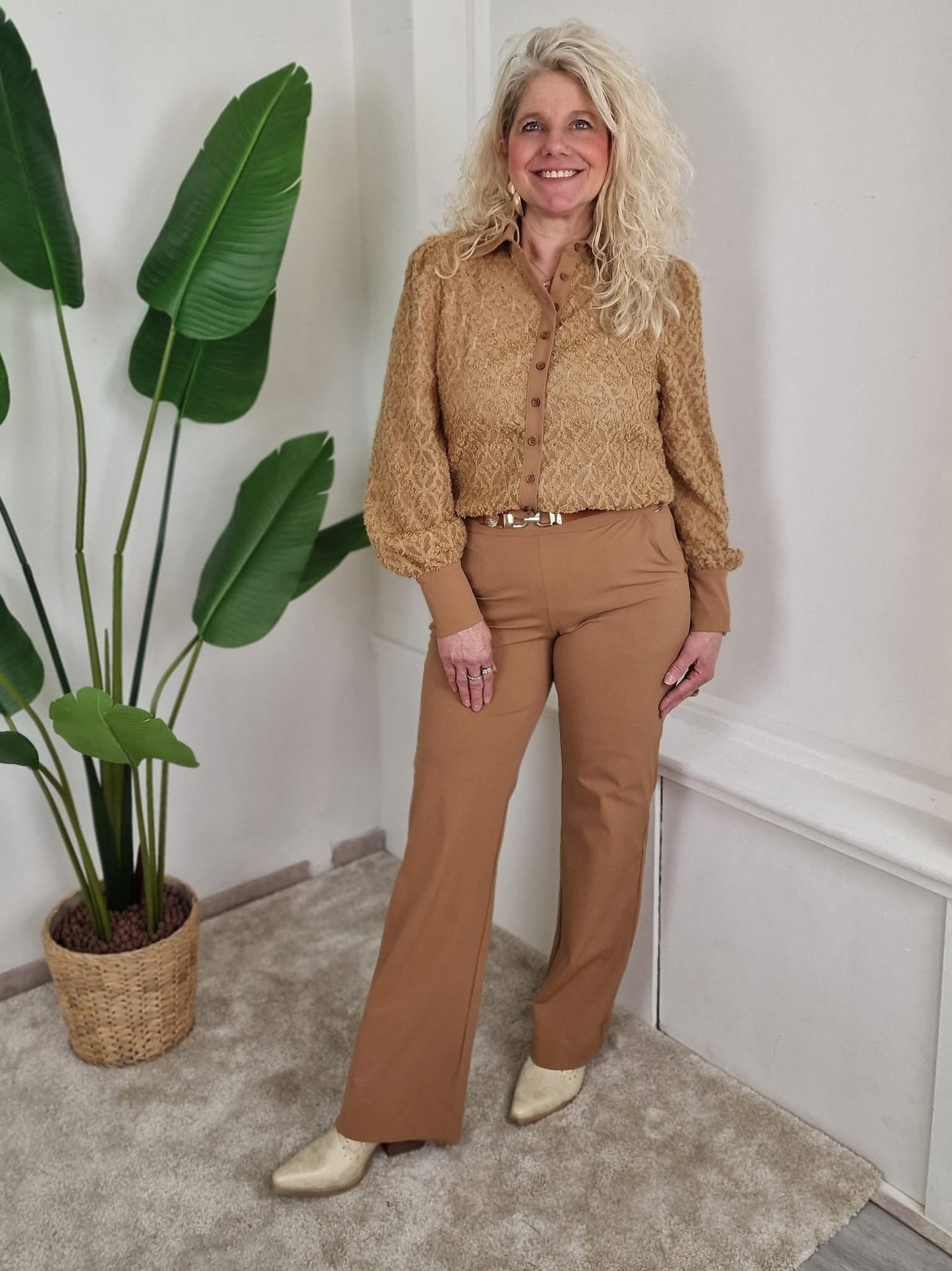 Mi Piace blouse Ausbrenner - Camel