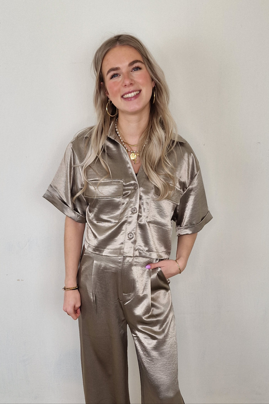 Thara silk blouse - Taupe