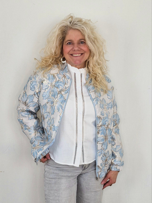 Sas flower jacket - Creme/ licht blauw/ gold