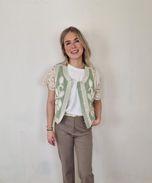 Jip gilet - Mint groen/ creme
